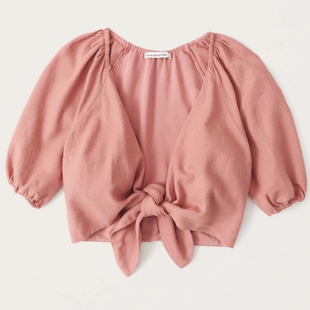 Abercrombie Tie Front Linen Blend Top